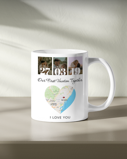 Caneca c/ 3 Fotografias & Mapa Personalizado