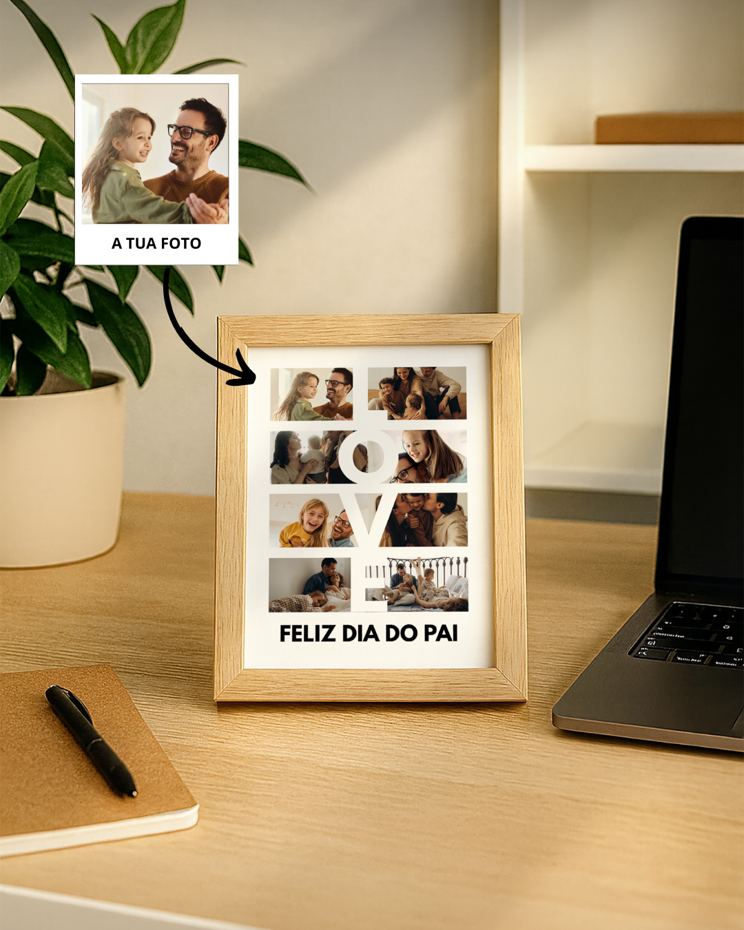 Quadro LOVE c/ 8 Fotografias Personalizável