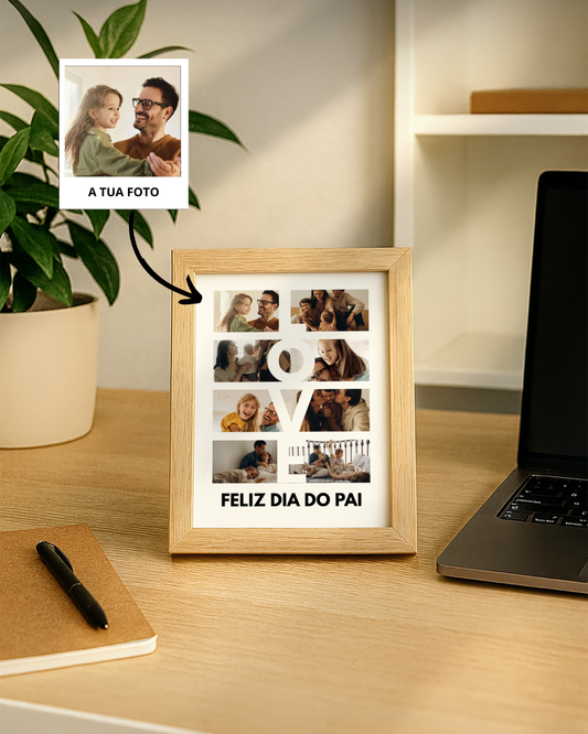 capa:pai | Quadro LOVE c/ 8 Fotografias Personalizável — presente para o Pai