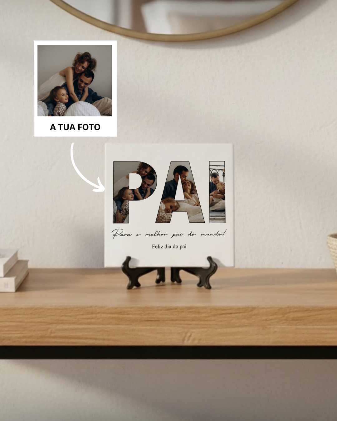Azulejo "Pai" c/ 3 Fotografias Personalizado
