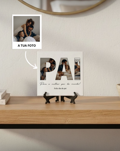 Azulejo "Pai" c/ 3 Fotografias Personalizado
