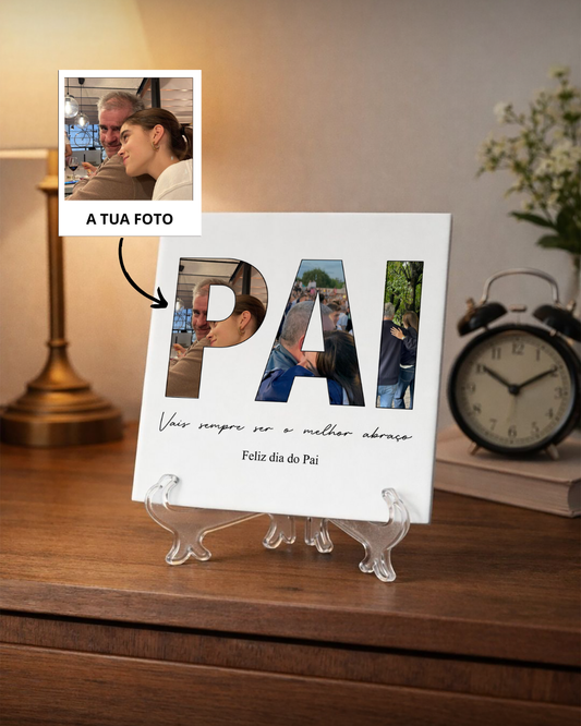 Azulejo "Pai" c/ 3 Fotografias Personalizado