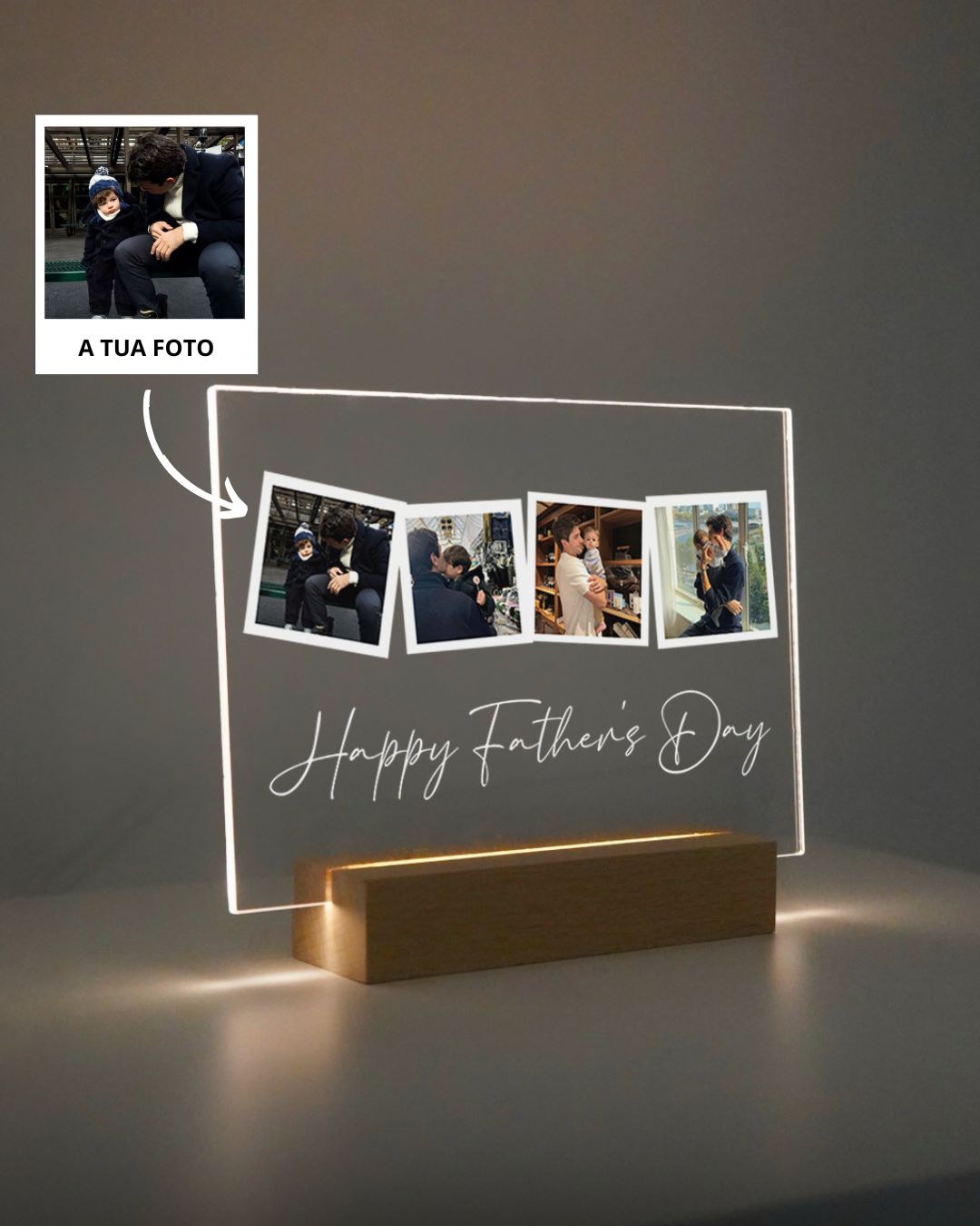 Placa c/ 4 Fotografias & Frase Especial