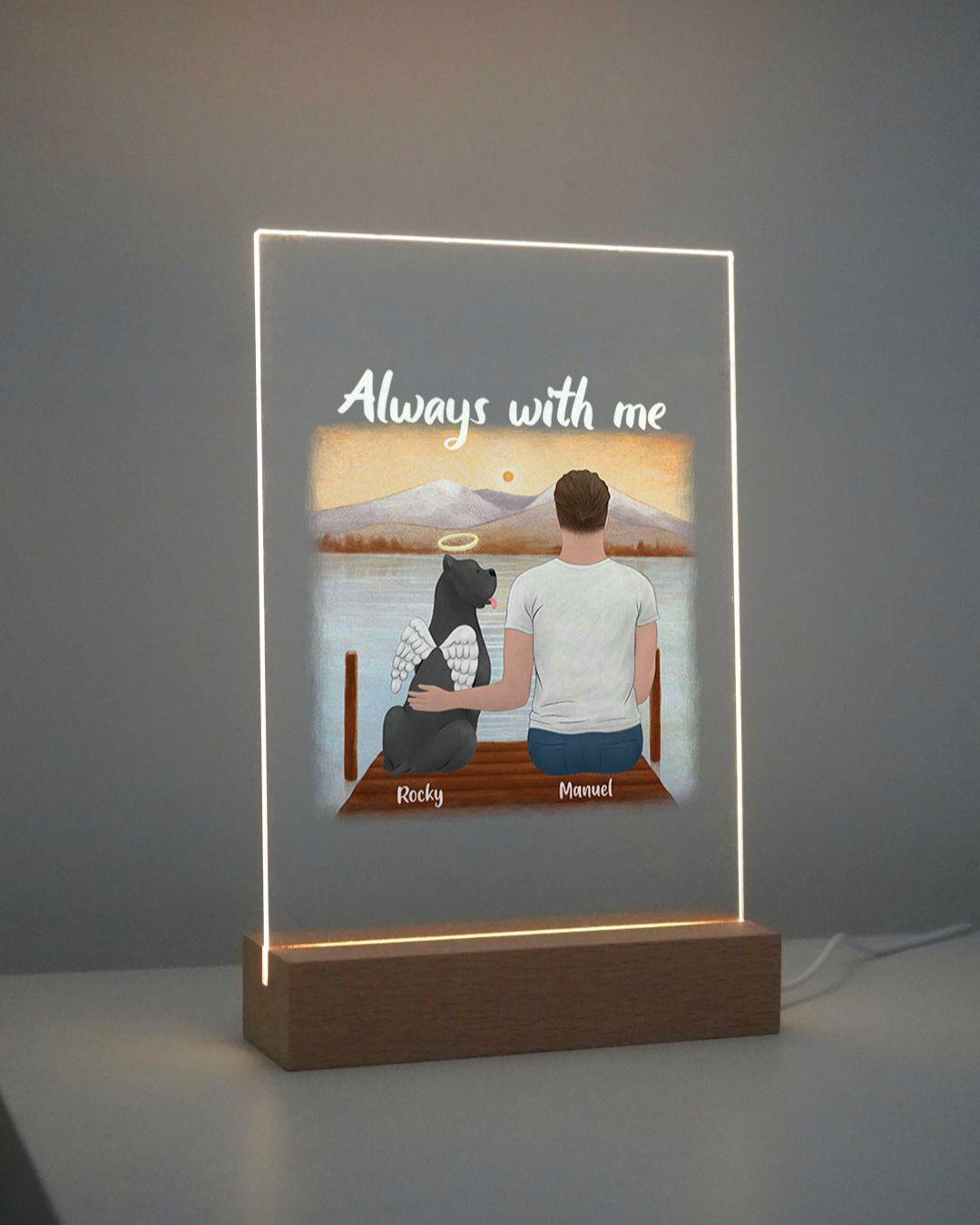 Custom Memorial Lamp - Dog & Owner