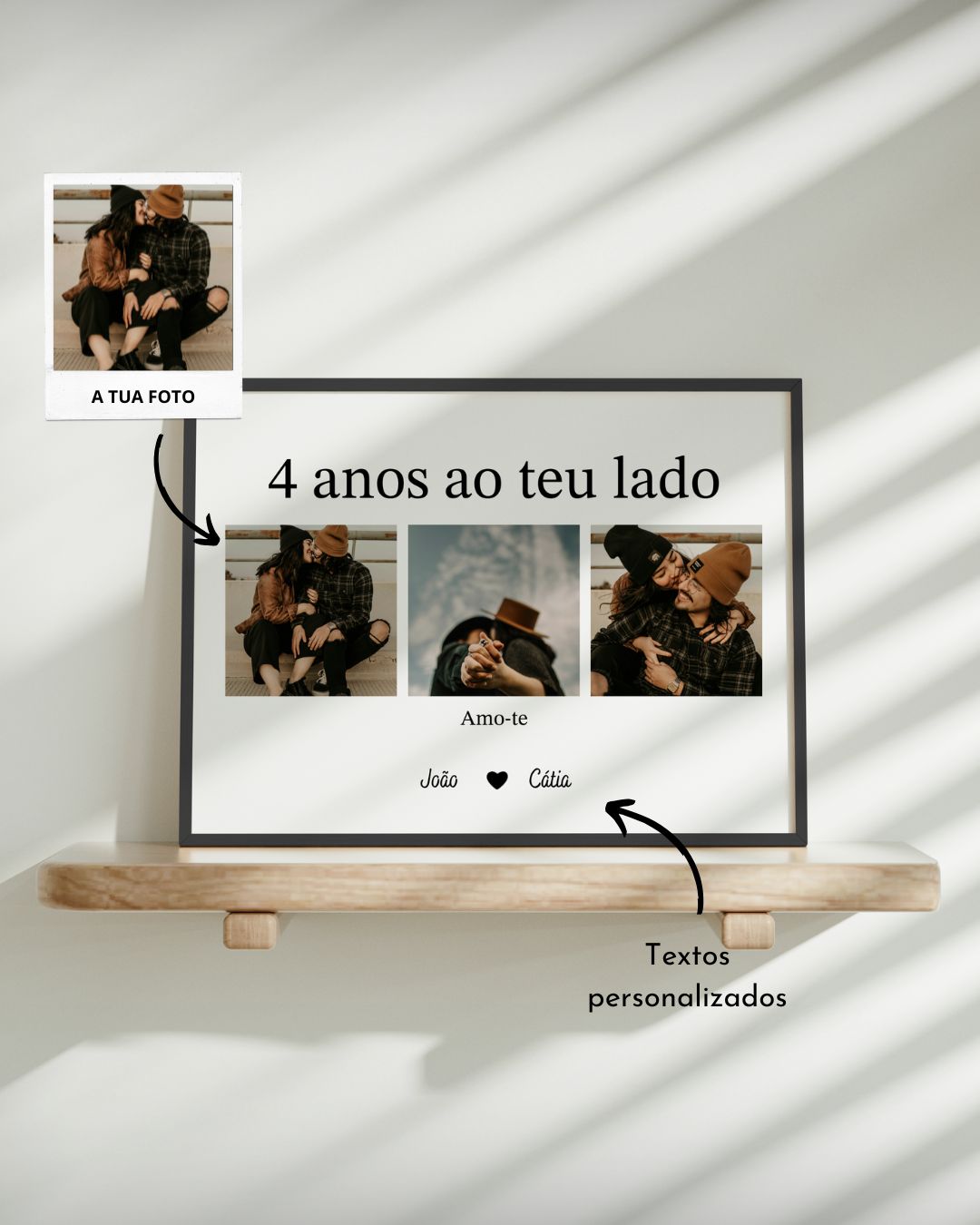 Cuadro Nombre Personalizado c/ 3 Fotografías