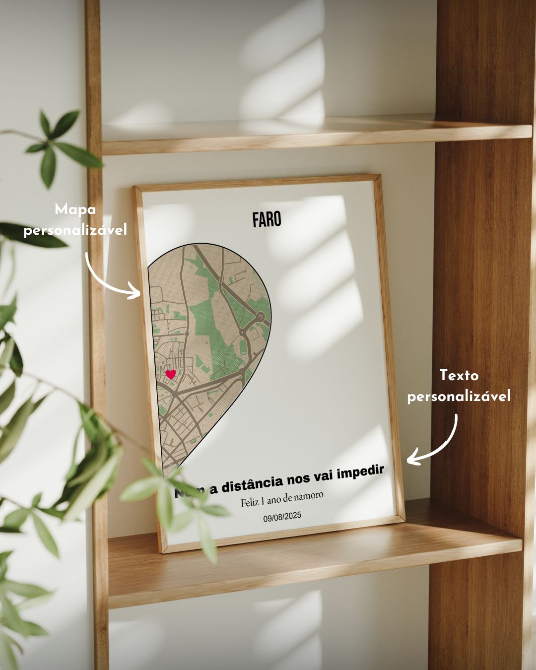 Cuadro Half Heart con Mapa Personalizado