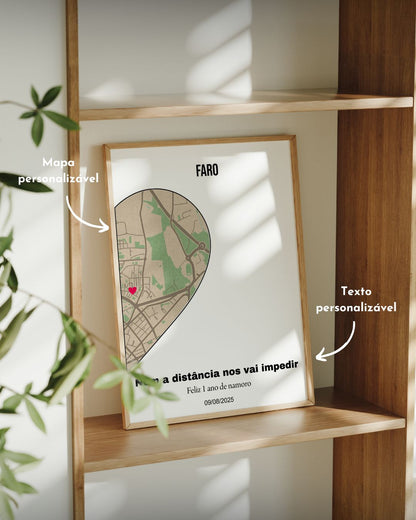 Cuadro Half Heart con Mapa Personalizado
