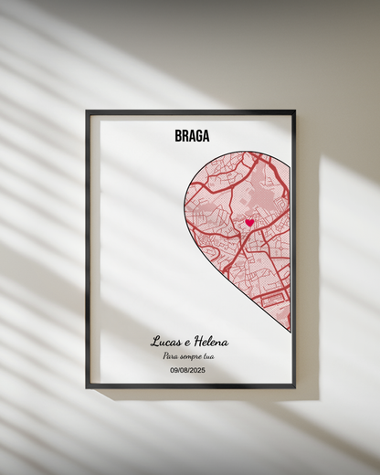 Cuadro Half Heart con Mapa Personalizado