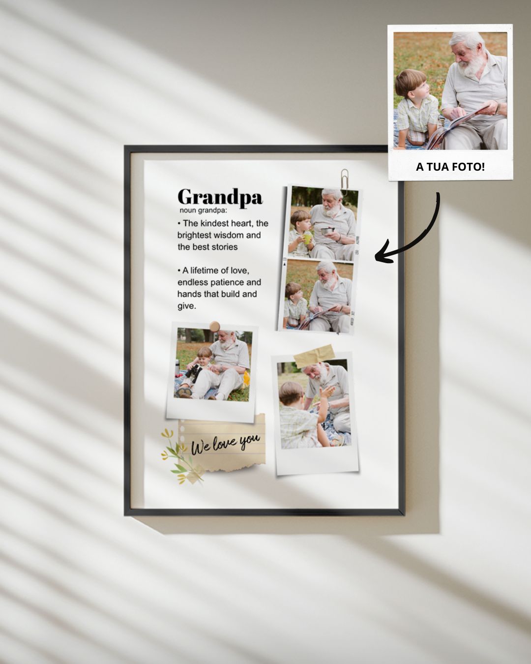 Cuadro Vertical 4 Polaroids y Dedicatoria