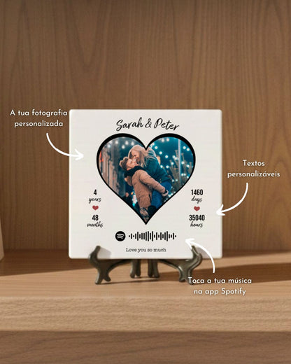 Azulejo Aniversário c/ Foto & Código QR Spotify