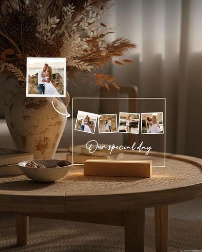 Lámpara c/ 4 Fotografías y Frase Especial