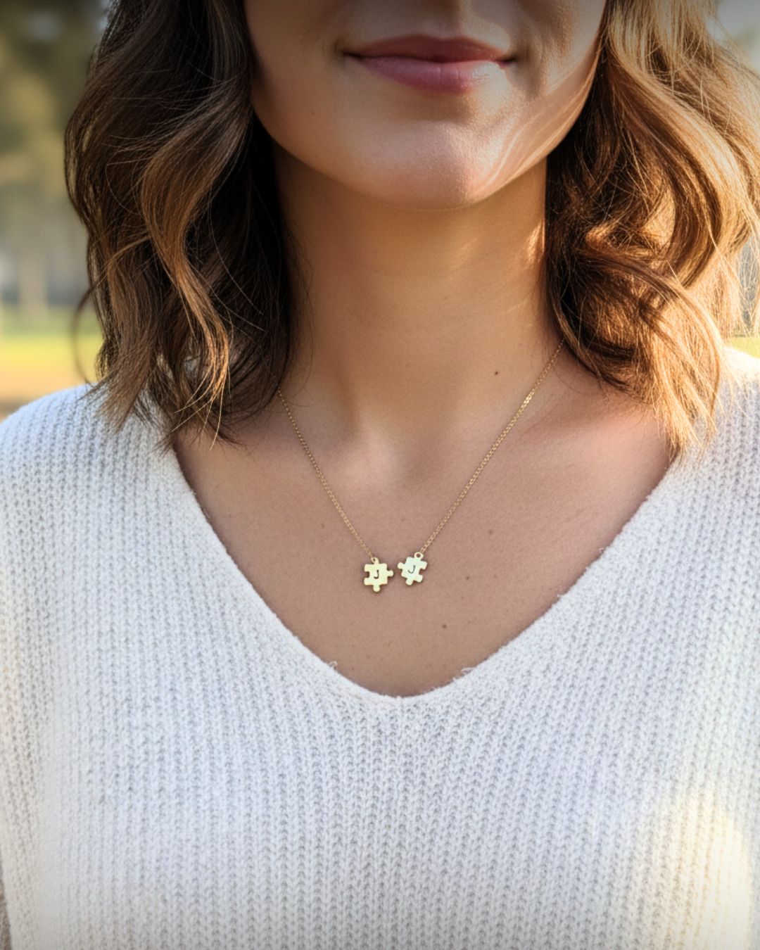 Colar Puzzle & Inicial Personalizado