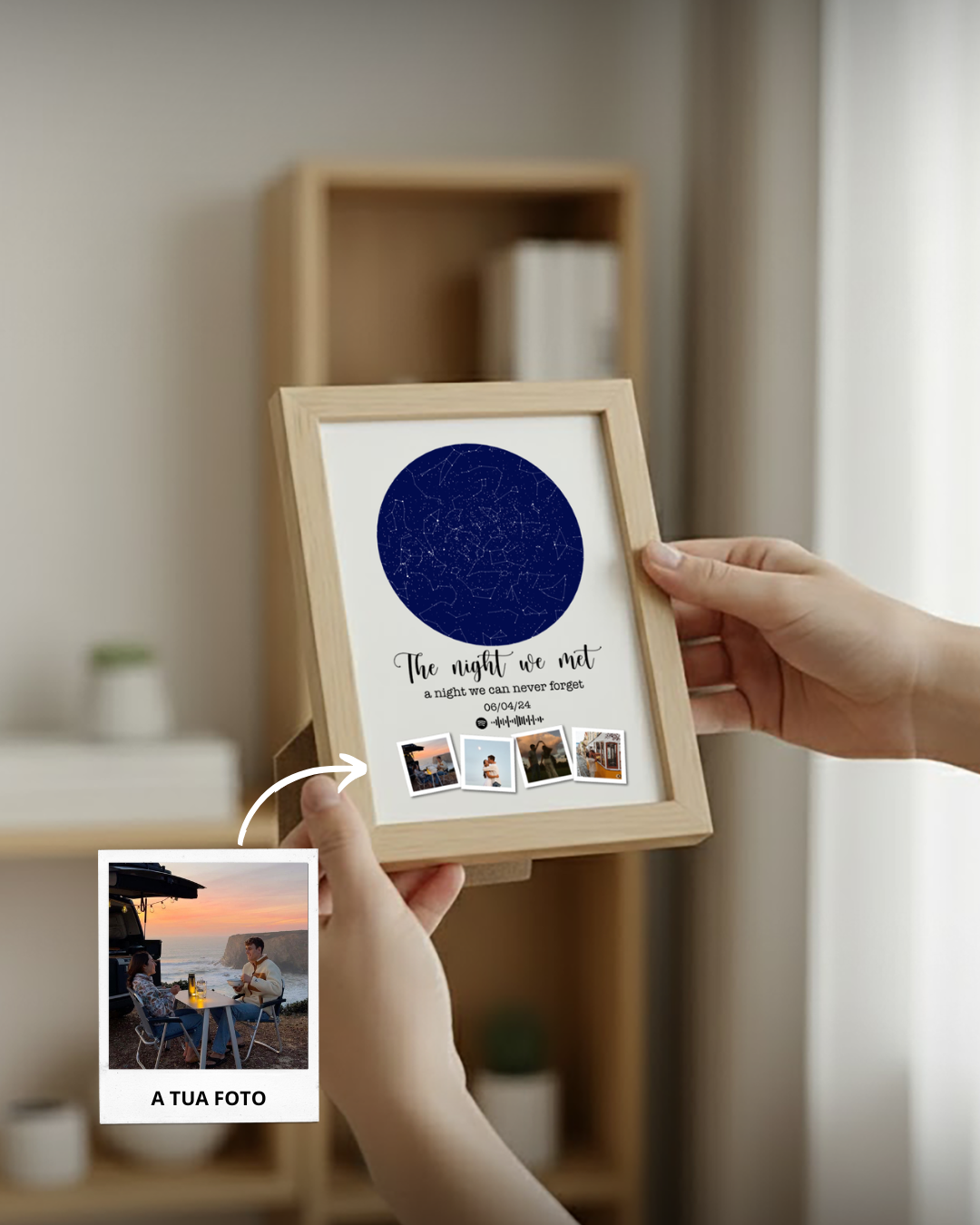 Cuadro Mapa de Estrellas con 4 Fotografías