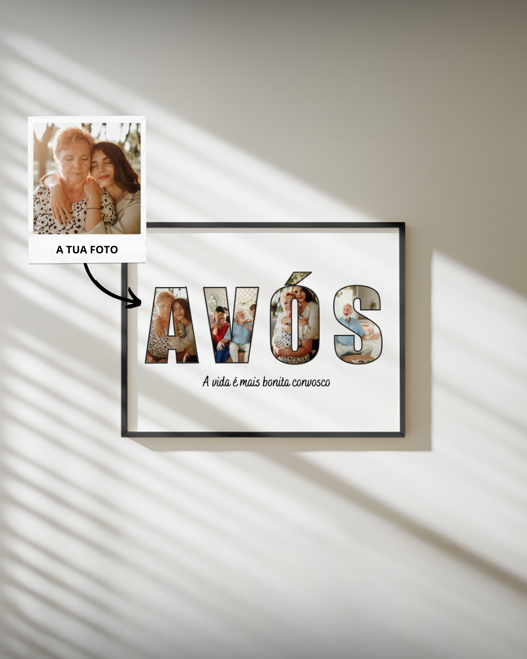 Cuadro Abuelo/Abuela & 3 Fotografías Corazón - Día de los Abuelos