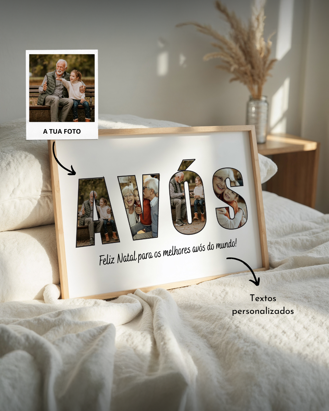 Cuadro Abuelo/Abuela & 3 Fotografías Corazón - Día de los Abuelos