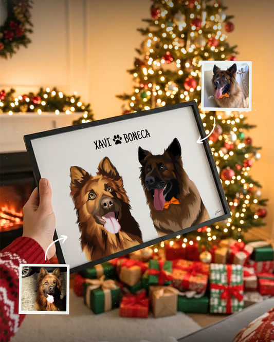 Quadro Retrato Colorido - Horizontal (2+ Animais)