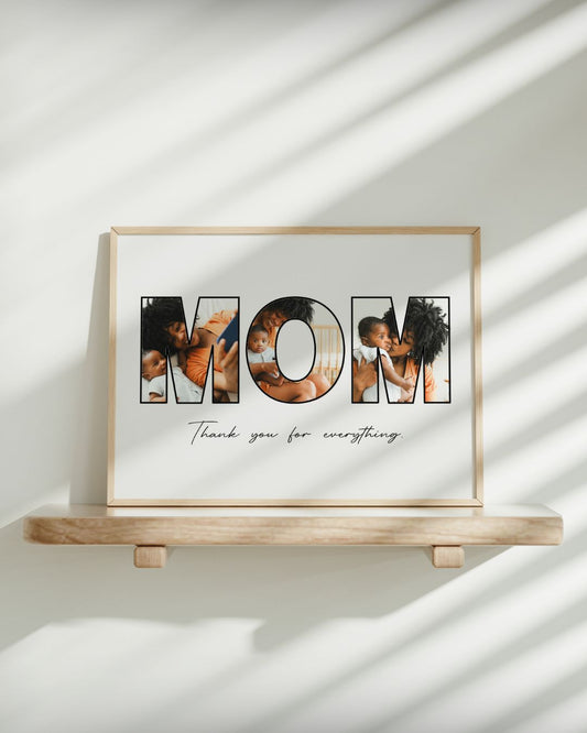 Cuadro "M-O-M" con 3 Fotografías - Día de la Madre