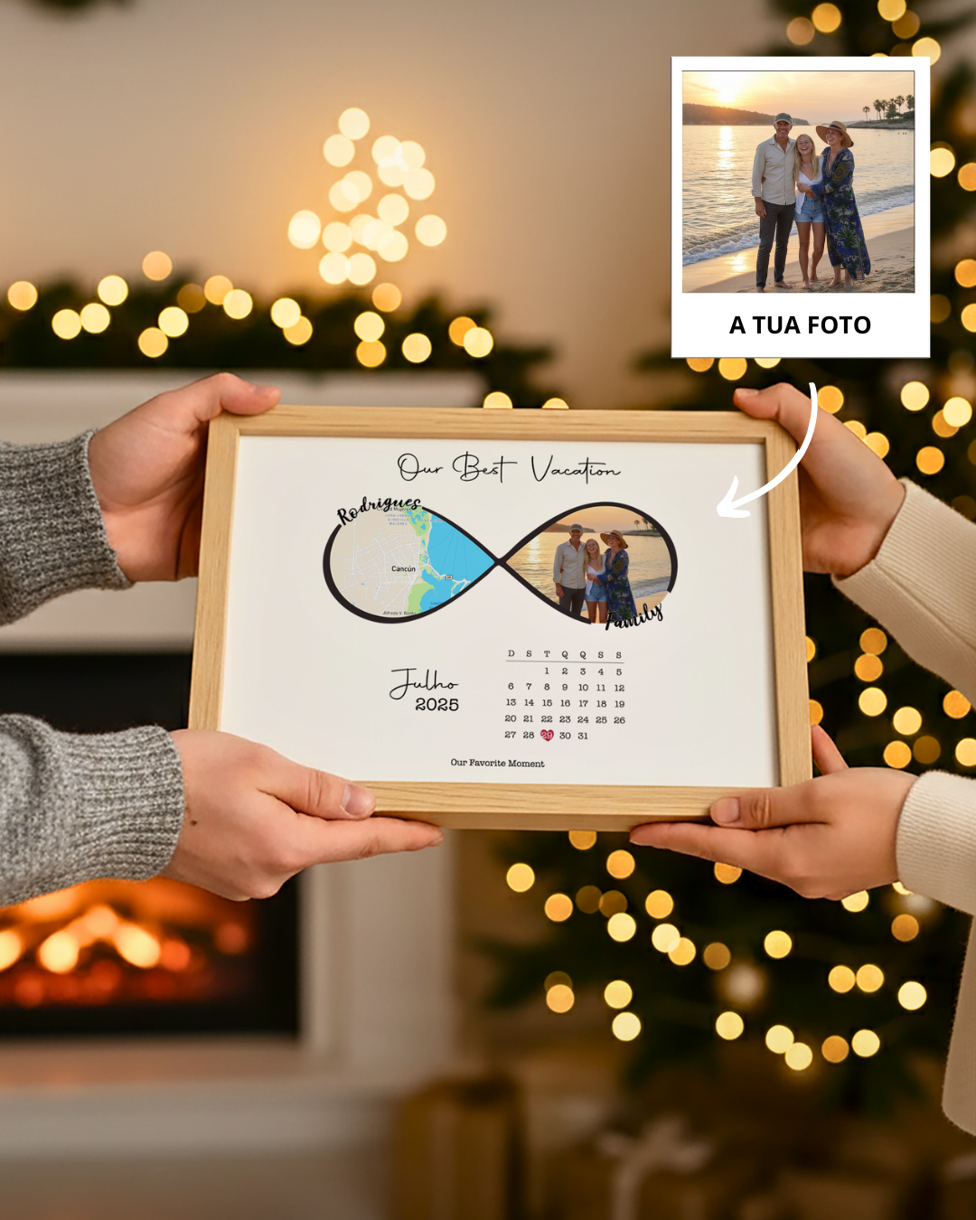 Quadro Infinito c/ Mapa & Fotografia & Calendário