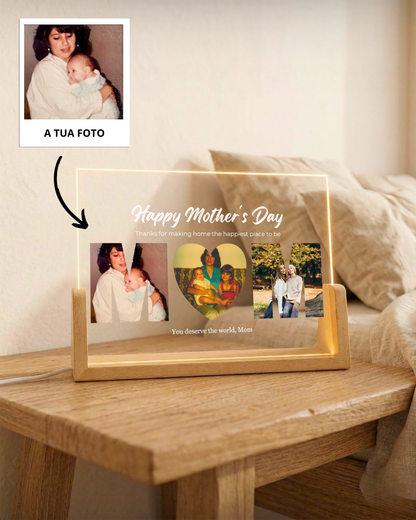 Lámpara "M-❤️-M" c/ 3 Fotografías - Día de la Madre