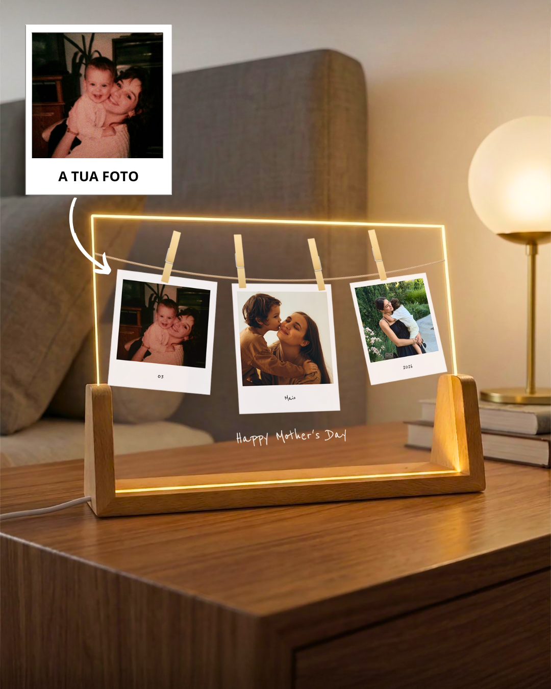 Custom Lamp w/ 3 Polaroid Memories & Text