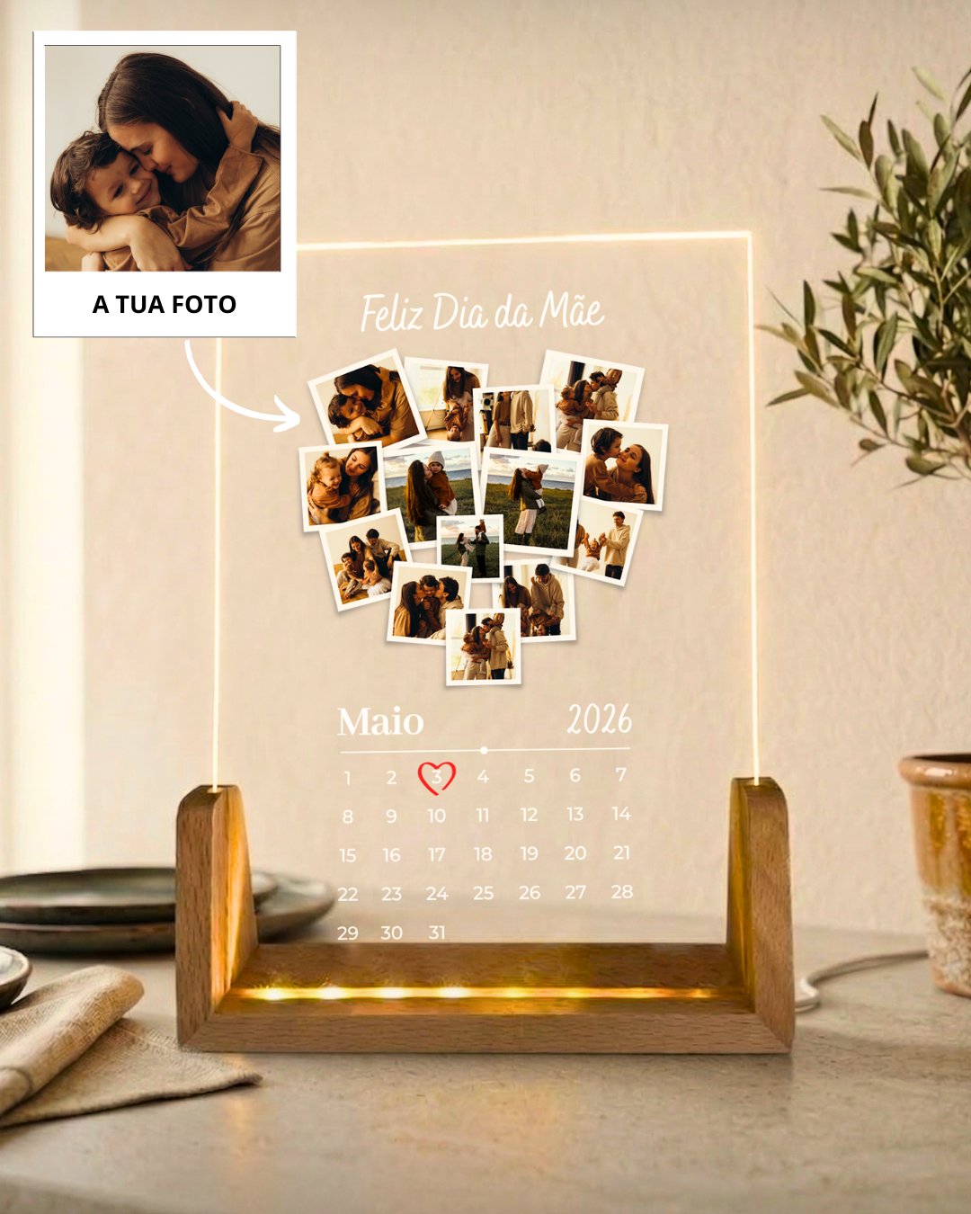 Placa c/ 14 Fotos y Calendario Personalizado