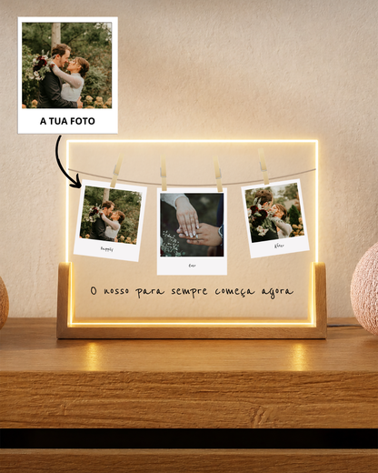 Custom Lamp w/ 3 Polaroid Memories & Text