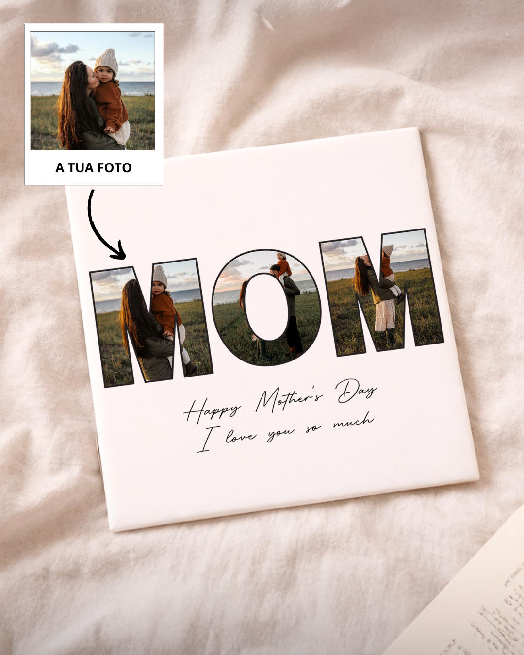 Custom Tile "MOM" w/ 3 Photos