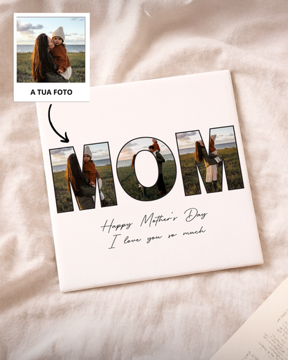 Custom Tile "MOM" w/ 3 Photos