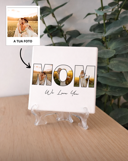 Custom Tile "MOM" w/ 3 Photos