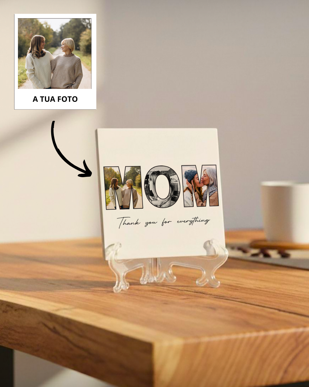 Custom Tile "MOM" w/ 3 Photos