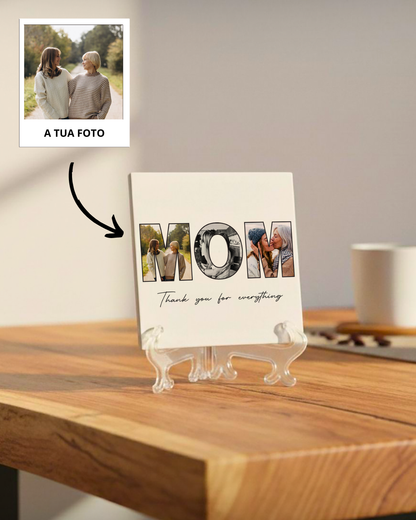 Custom Tile "MOM" w/ 3 Photos