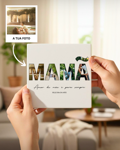Custom Tile "Mamã" w/ 4 Photos
