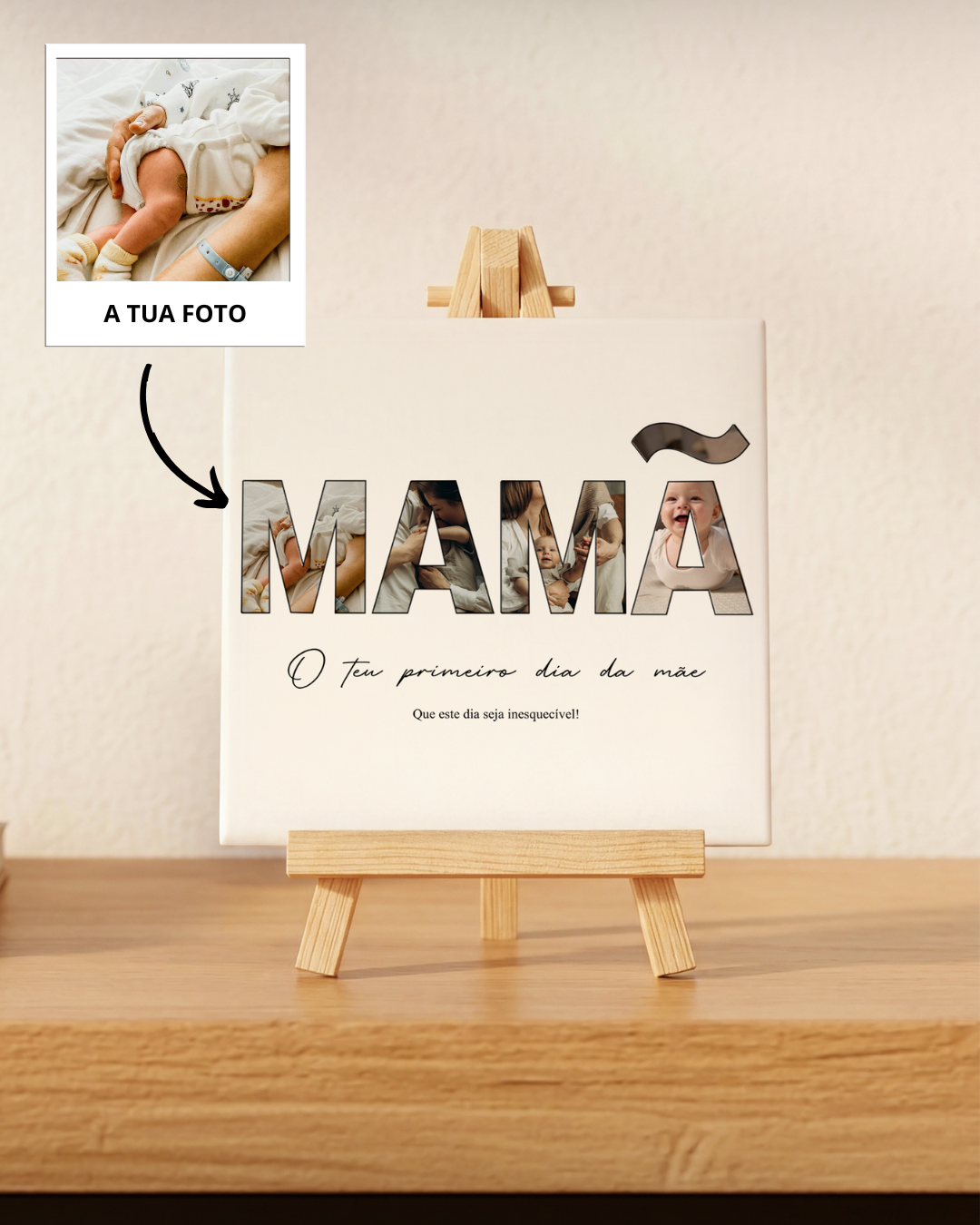Custom Tile "Mamã" w/ 4 Photos