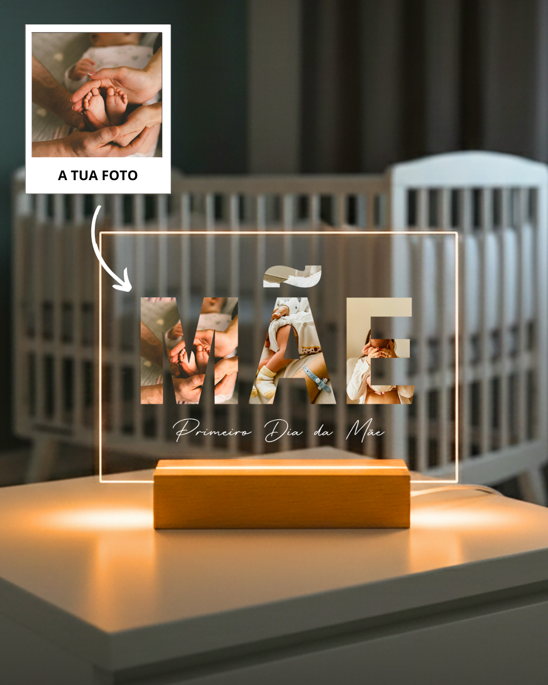 Lámpara "Madre" c/ 3 Fotografías - Día de la Madre