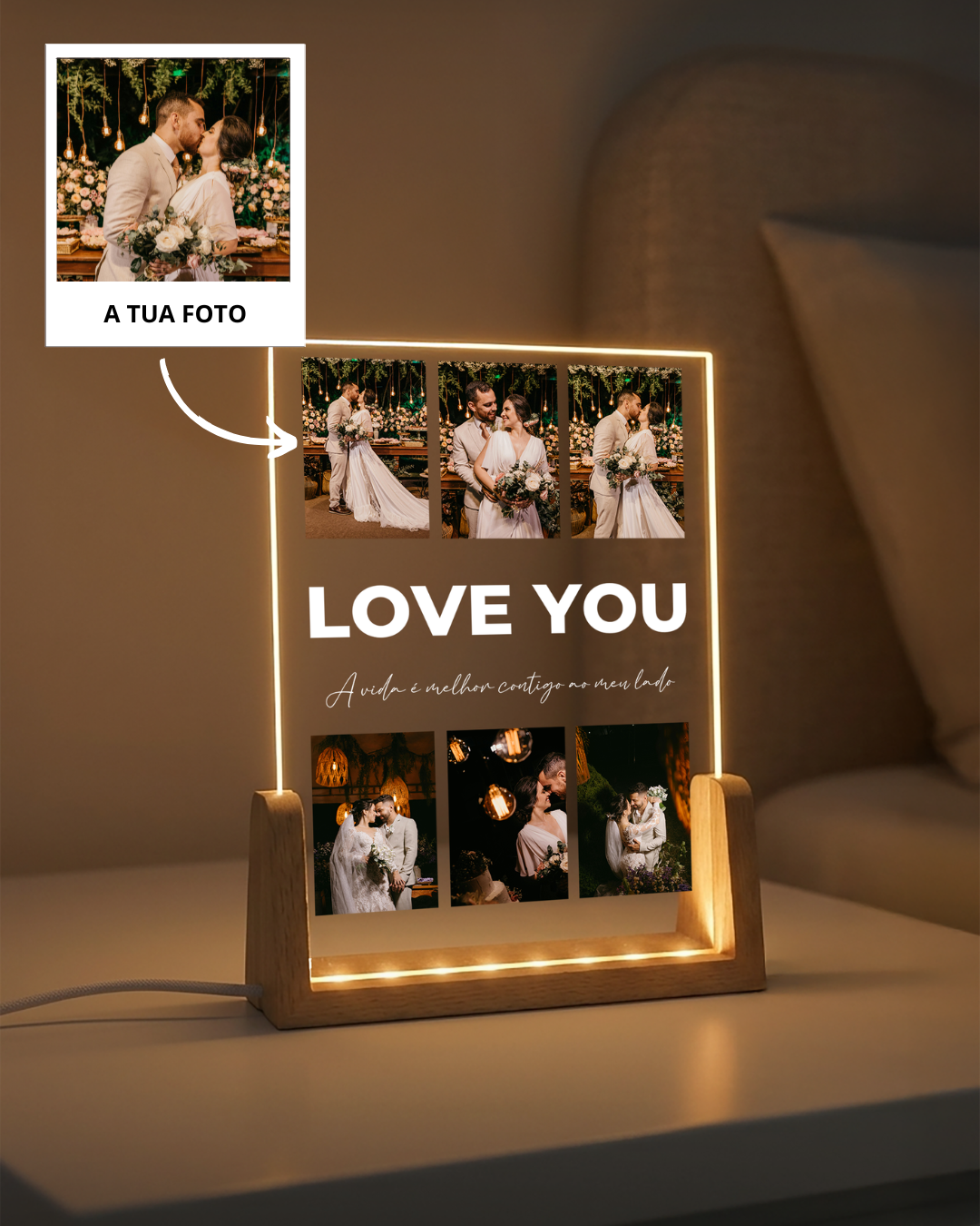 Lámpara "Love You" c/ 6 Fotografías