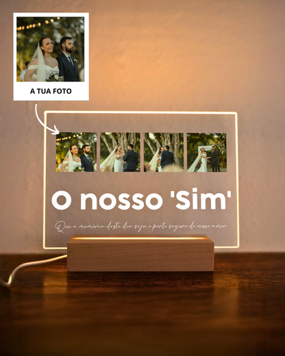 Placa Dedicatória c/ 4 Fotografias Horizontal
