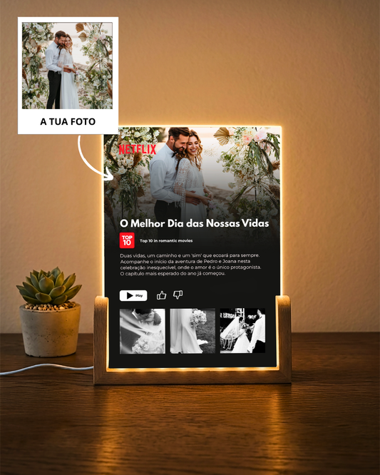 Placa Série Netflix c/ 4 Fotografias Personalizável