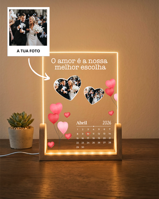 Placa Calendário c/ 2 Fotografias Personalizado