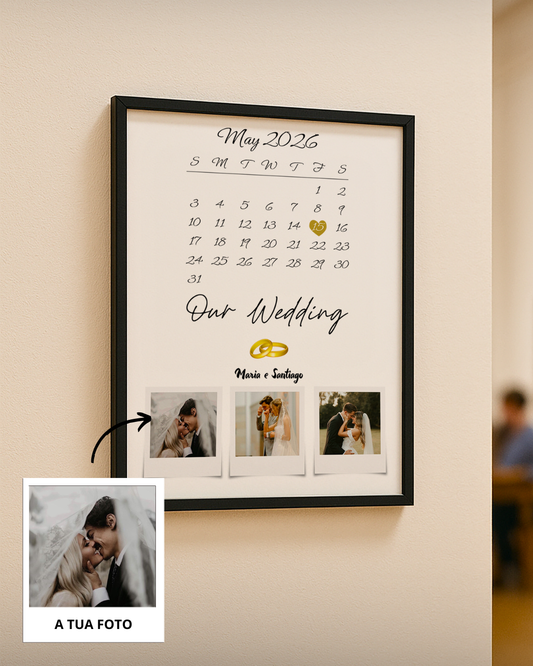 Cuadro Nombre Personalizado c/ 3 Fotografías