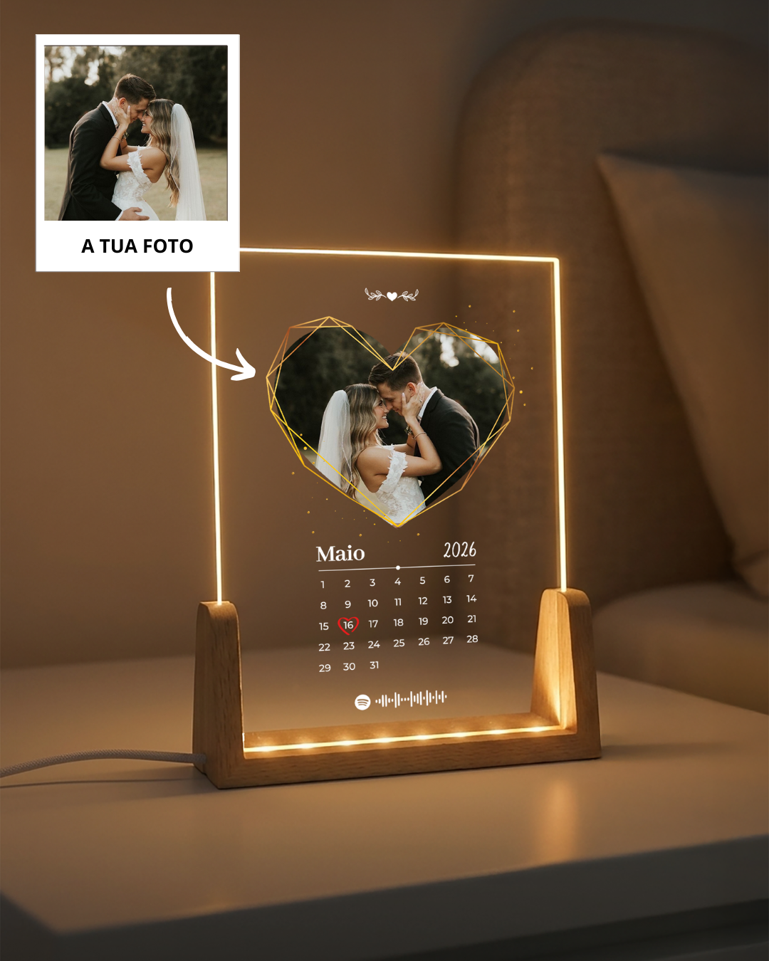 Placa c/ Foto & Calendario Personalizado