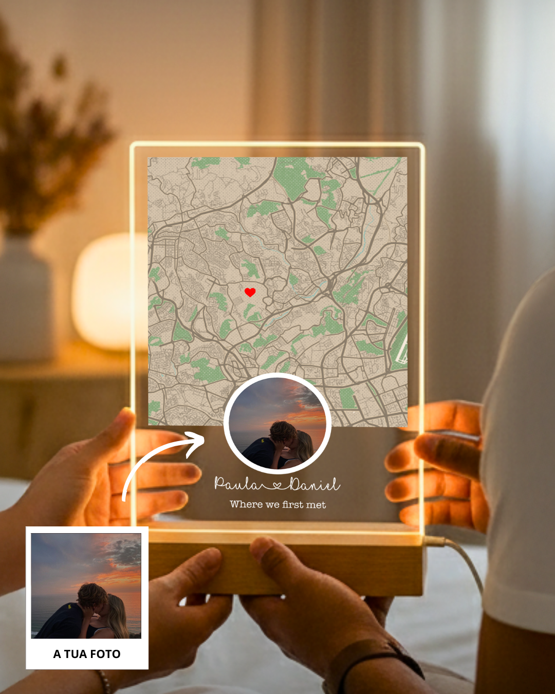 Where We Met Map Photo Light