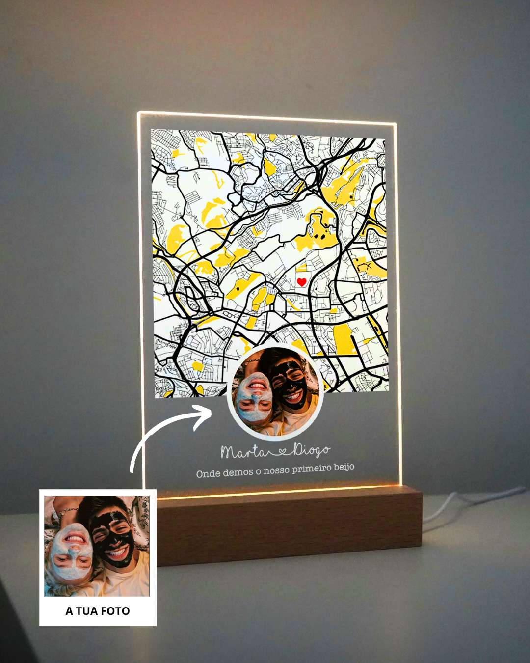 Where We Met Map Photo Light