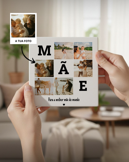 Azulejo c/ 3 Letras & 6 Fotos Personalizado