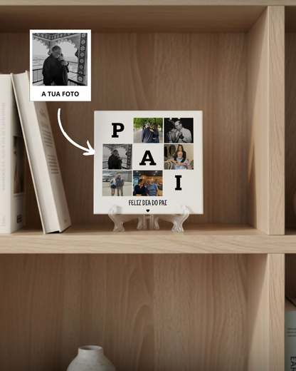 Azulejo c/ 3 Letras & 6 Fotos Personalizado