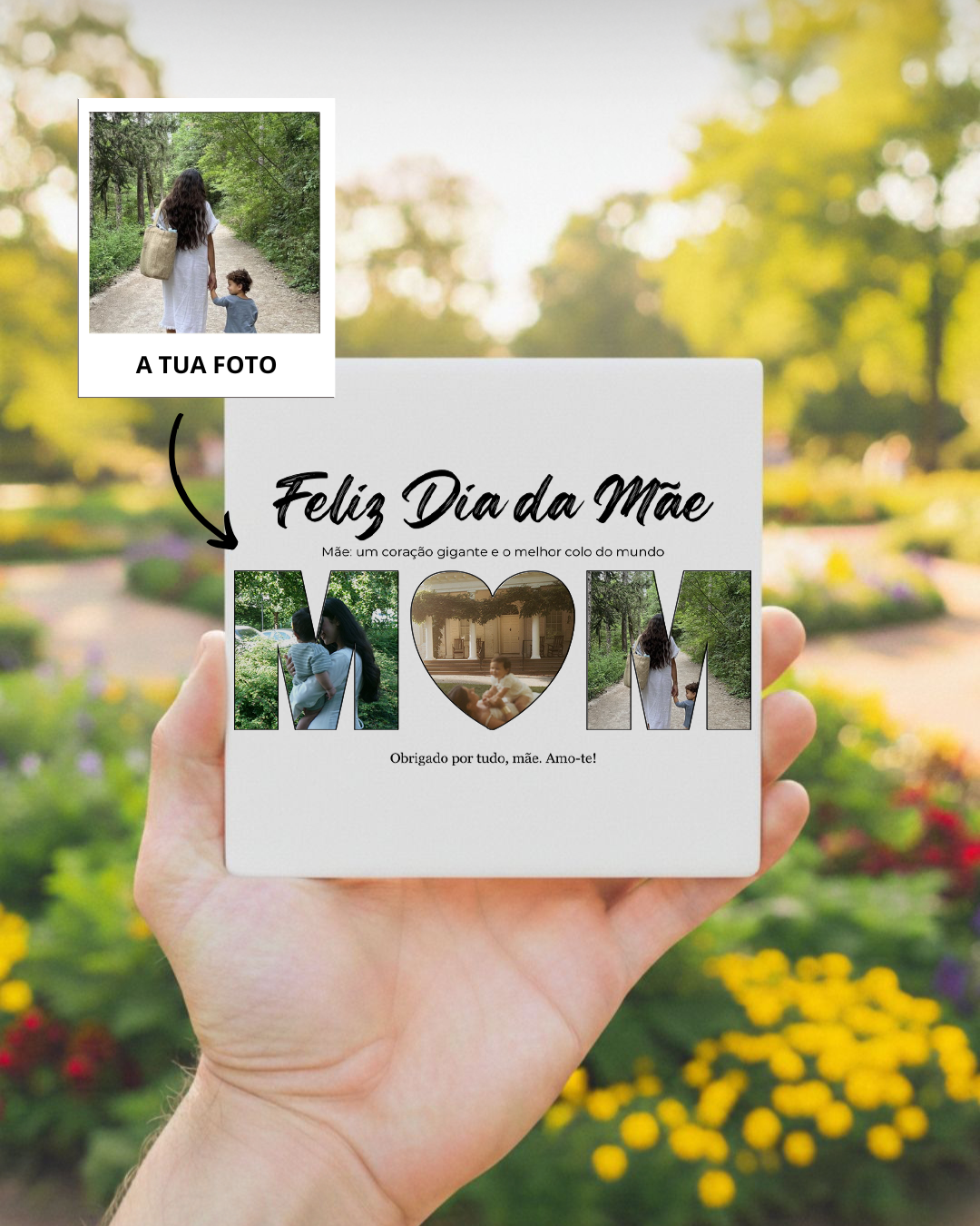 Azulejo "M-❤️-M" con 3 Fotos Personalizado