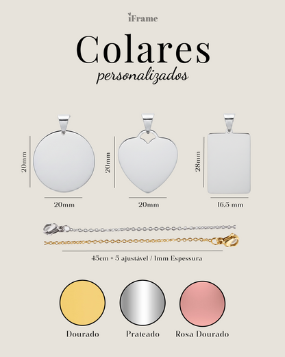 Colar c/ Foto Gravada Personalizado