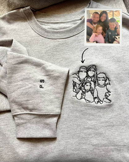 Sweat Retrato Line Art Personalizável