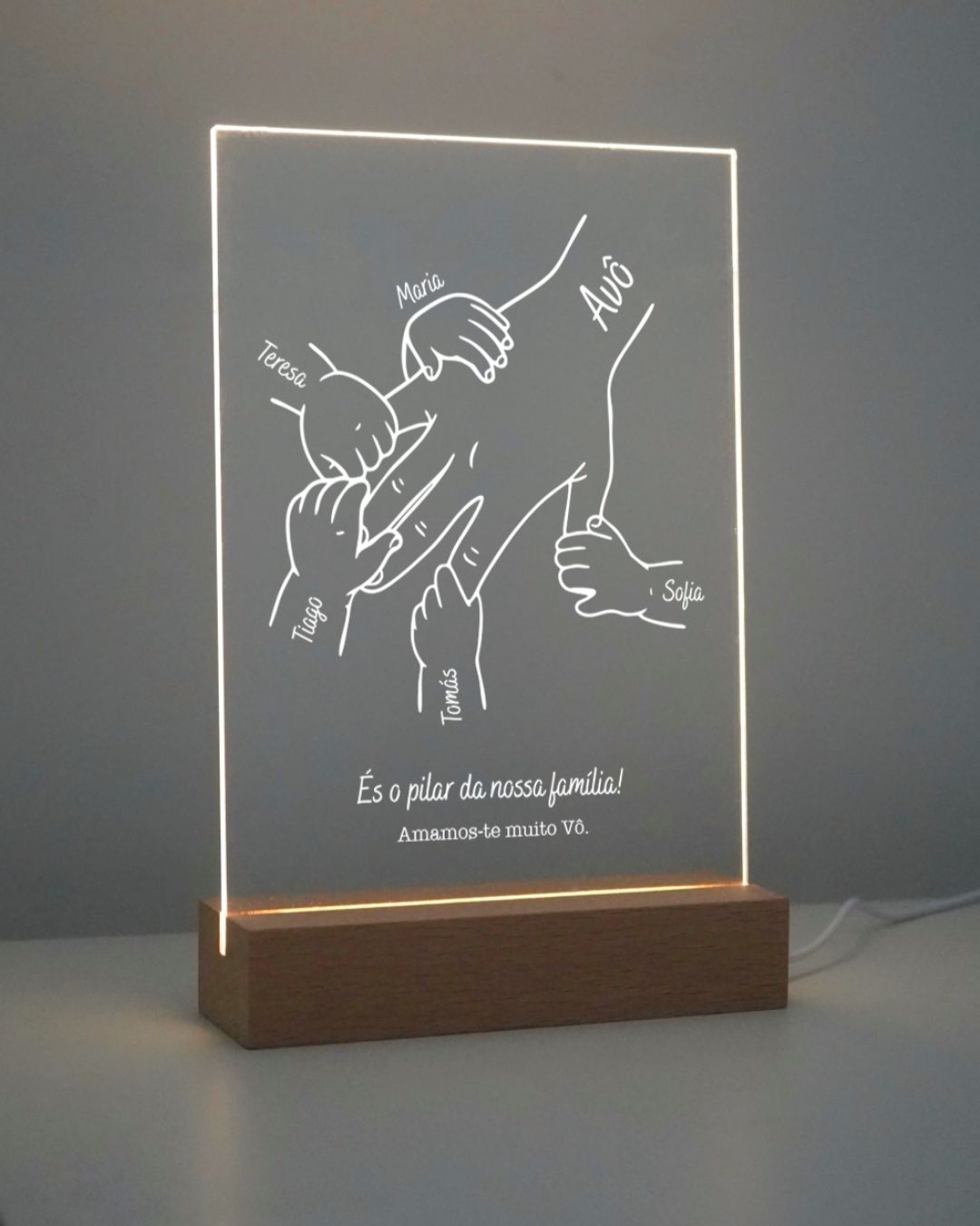 Custom Grandfather's Hand Lamp - Up to 6 Grandchildren