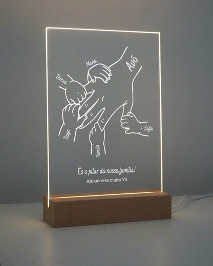 Custom Grandfather's Hand Lamp - Up to 6 Grandchildren