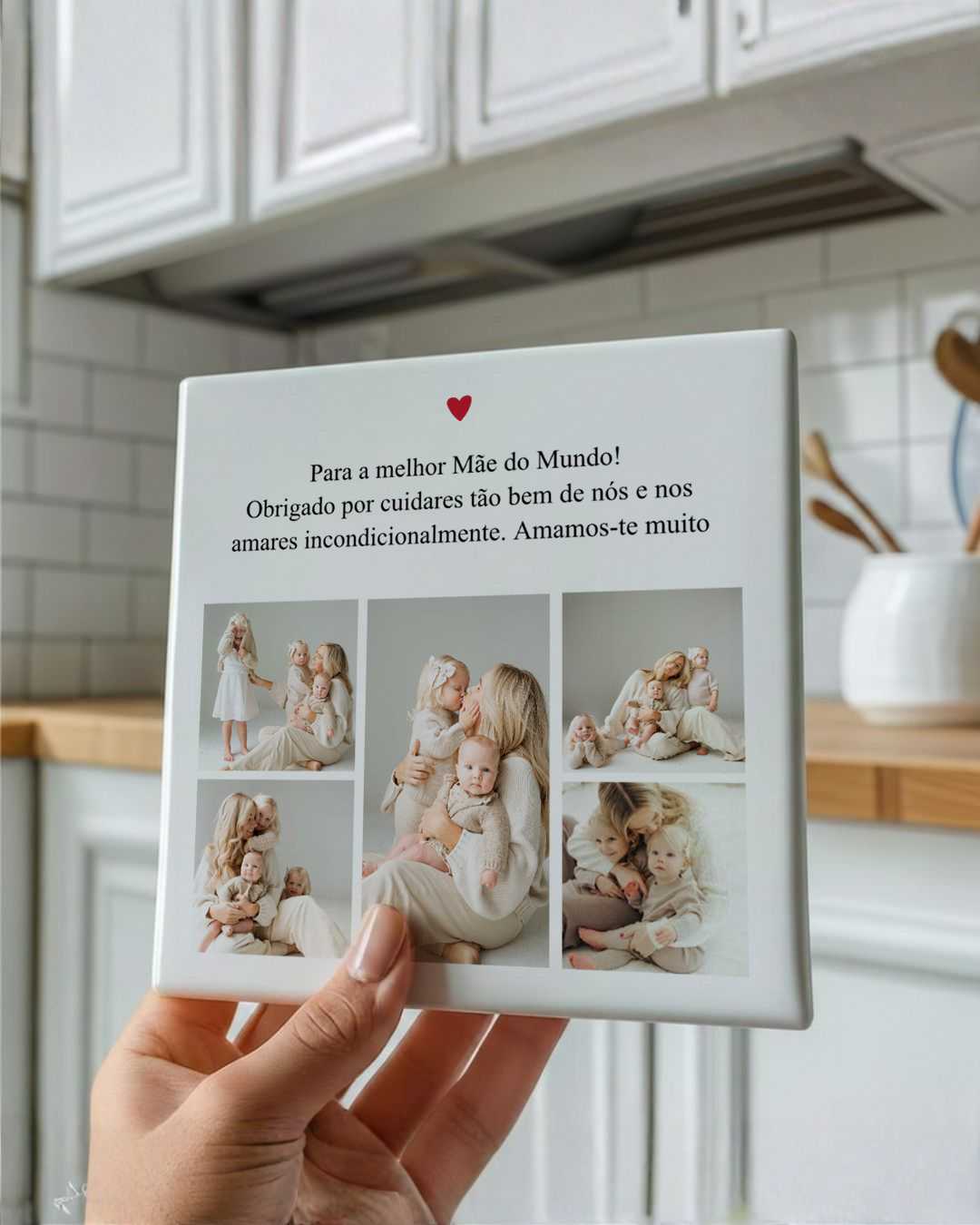 Azulejo c/ 5 Fotografias e Dedicatória Personalizado